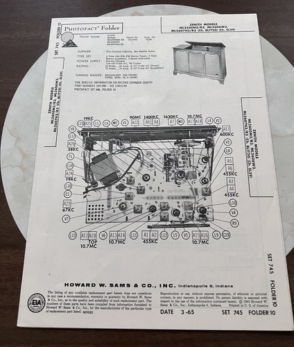 Zenith photofact folder 1965 - folder,