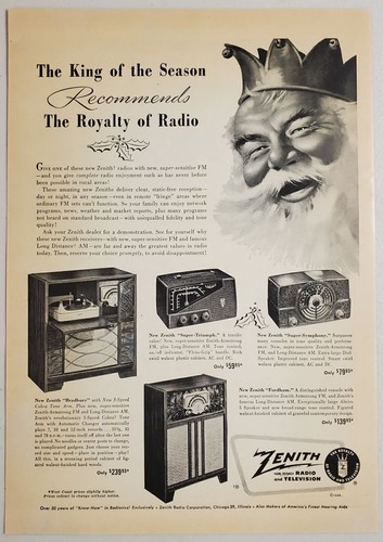 1949 print zenith table - ad,