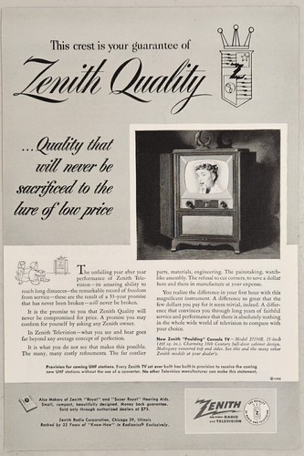 1952 print zenith - 1952, ad