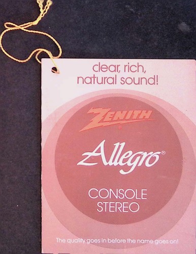 Zenith allegro console stereo - allegro,
