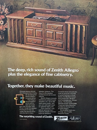 1973 zenith allegro console - zenith,
