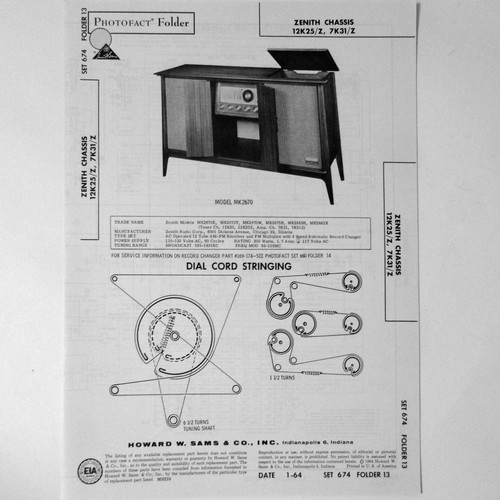 Zenith models 12k25 12k25z - zenith,